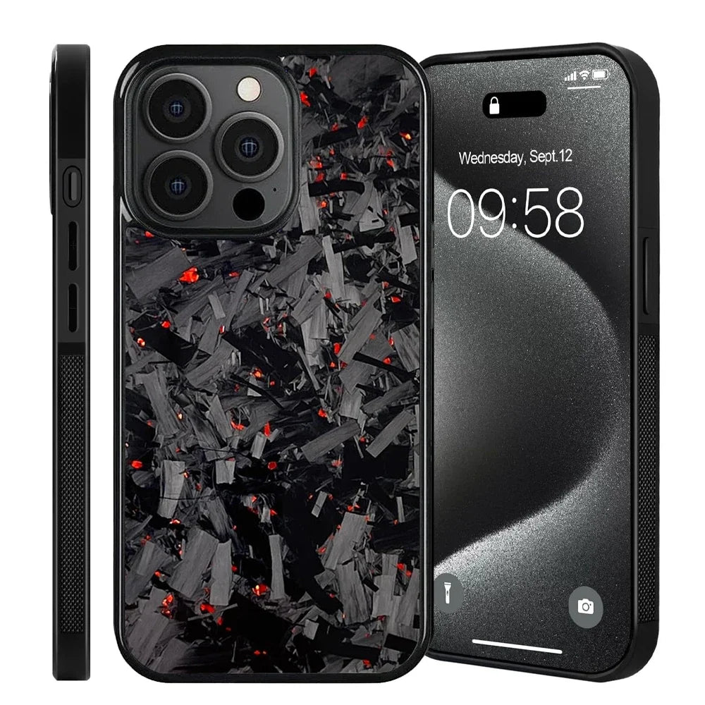 100% Real Forged Carbon Fiber Magsafe Phone Case for Iphone 16 14 13 12 11 plus Pro /Pro Max Glossy Shockproof Protective Cover