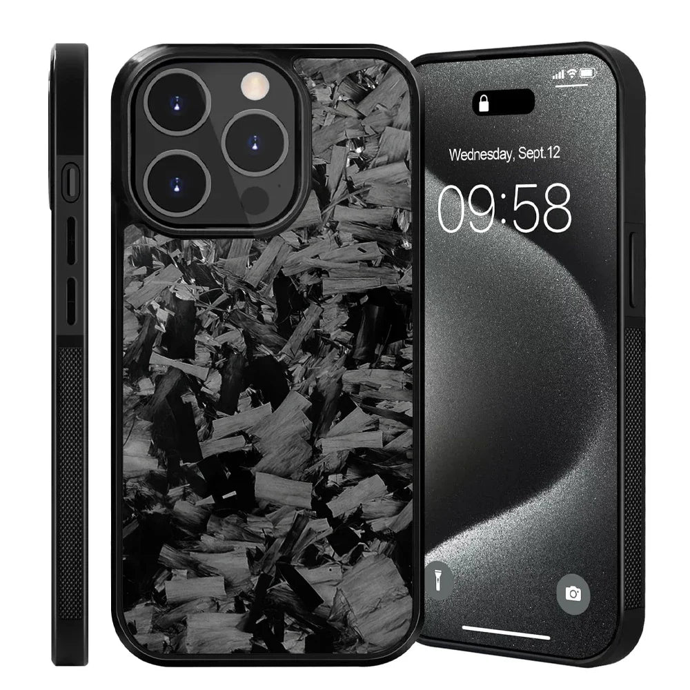 100% Real Forged Carbon Fiber Magsafe Phone Case for Iphone 16 14 13 12 11 plus Pro /Pro Max Glossy Shockproof Protective Cover