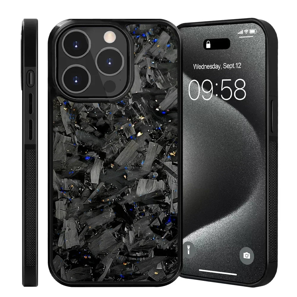100% Real Forged Carbon Fiber Magsafe Phone Case for Iphone 16 14 13 12 11 plus Pro /Pro Max Glossy Shockproof Protective Cover